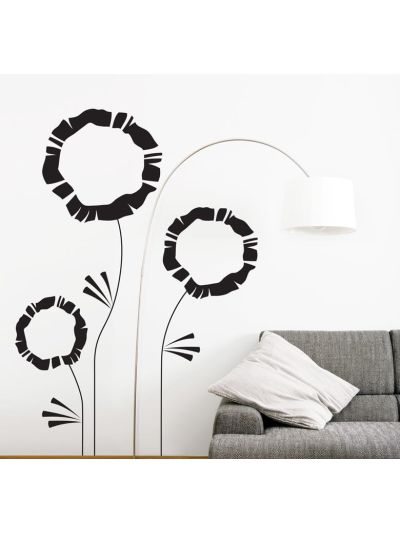 Vinilo decorativo floral lineal girasoles