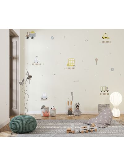 Papel de colgadura adhesivo para Habitaciones de MINI PRINT NIÑOS UNISEX - BM 5 - Gris.