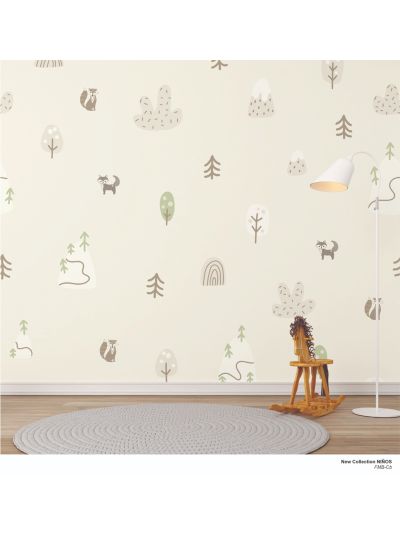 Papel de colgadura adhesivo para Habitaciones de MINI PRINT NIÑOS UNISEX - Bosque.