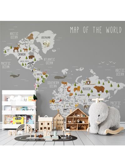 Papel de colgadura adhesivo para Habitaciones de MAPAS INFANTIL - World .