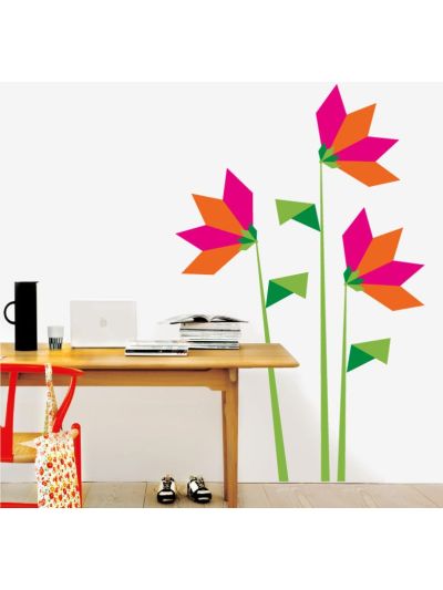 Vinilo decorativo de flores de origami