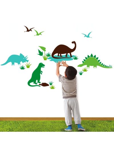 Vinilo decorativo infantil de dinosaurios. Dinolandia