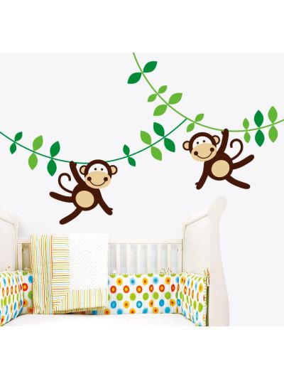 Vinilo decorativo infantil de monos felices