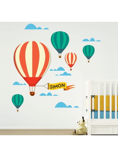 Vinilo Decorativo Infantil Con Globos y Nombre Personalizado