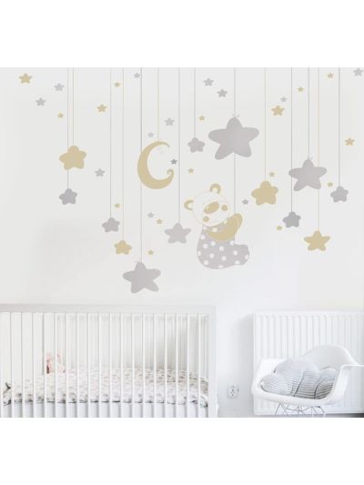 Vinilo Decorativo Infantil Nubes, Estrellas y Luna