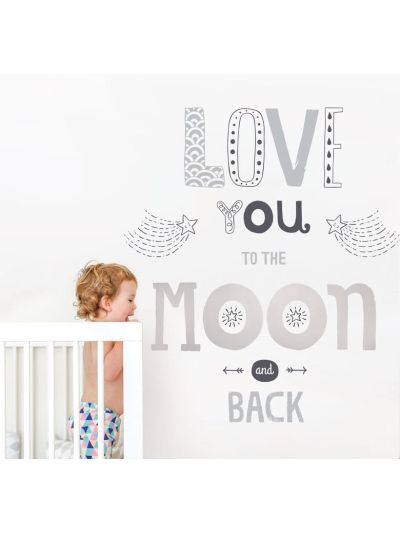 Vinilo Decorativo Infantil De Frases Love You To The Moon And Back