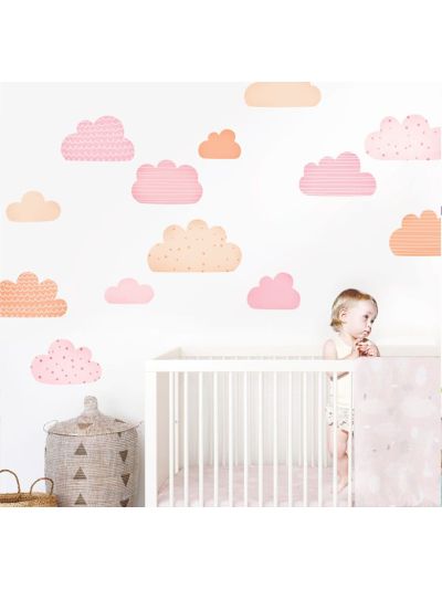 Vinilo Decorativo Infantil De Nubes Rosa