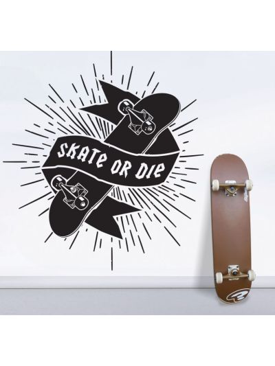 Vinilo Decorativo de Skate, con frase "Sakate Or Die"