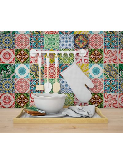 Vinilo decorativo de baldosas para paredes y pisos tipo mosaico (Set x 24 unidades).Colección VERDI