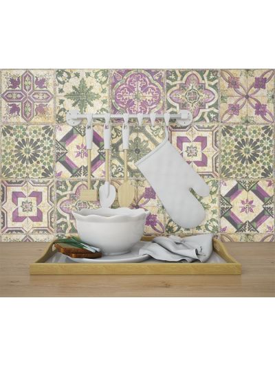 Vinilo decorativo de baldosas para paredes y pisos tipo mosaico (Set x 24 unidades).Colección SANTALO 