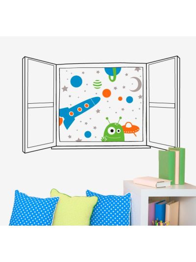 Vinilo Decorativo Infantil Ventana Espacial