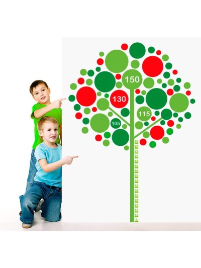 Vinilo Decorativo Infantil Medidor Con forma de árbol De Manzanas.