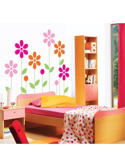 Vinilo decorativo infantil de flores alegres