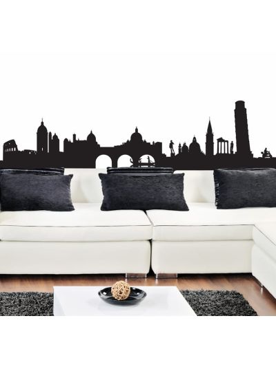 Vinilo Decorativo Skyline panorámico de la silueta de los edificios más representativos de la ciudad Italia