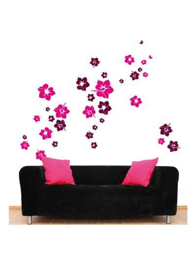 Vinilo decorativo floral hibisco