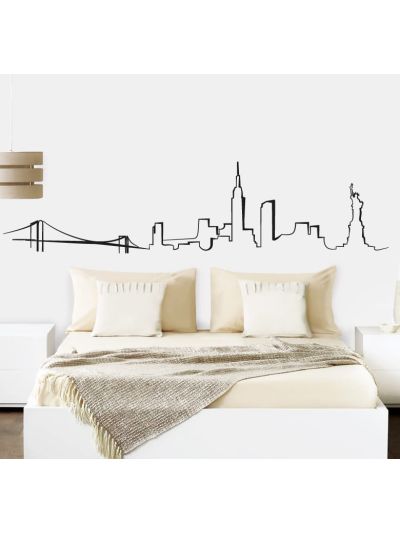 Vinilo decorativo panorámico lineal de de la ciudad de Manhattan