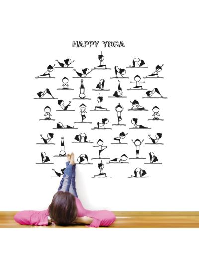 Vinilo decorativo de yoga feliz