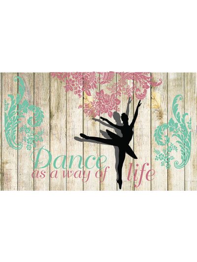 Papel de colgadura para niños y jóvenes. Pared de  madera bailarina de ballet -azul-rosa