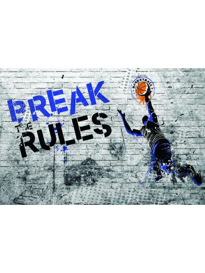 Papel de colgadura Juvenil Con fondo de pared de ladrillo baloncesto break rules